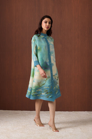 Rory Print Dress - Blue Green