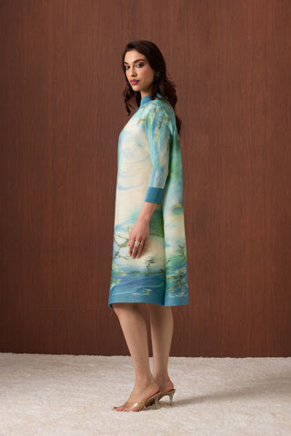 Rory Print Dress - Blue Green