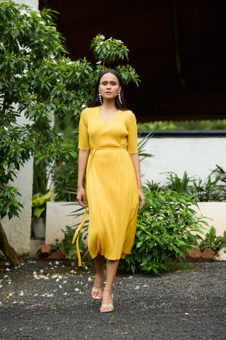 Isabella Wrap Dress - Yellow