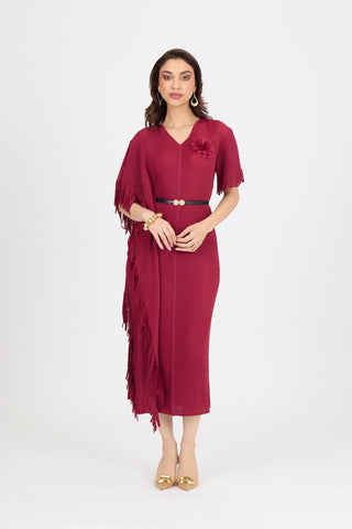 Giselle Drape Dress - Crimson Red