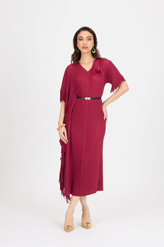 Giselle Drape Dress - Crimson Red
