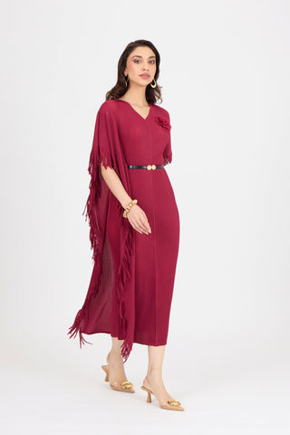 Giselle Drape Dress - Crimson Red