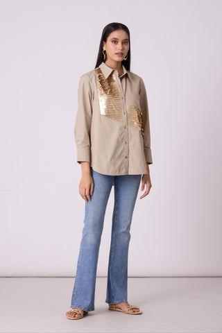 Levi Sequins Shirt - Beige