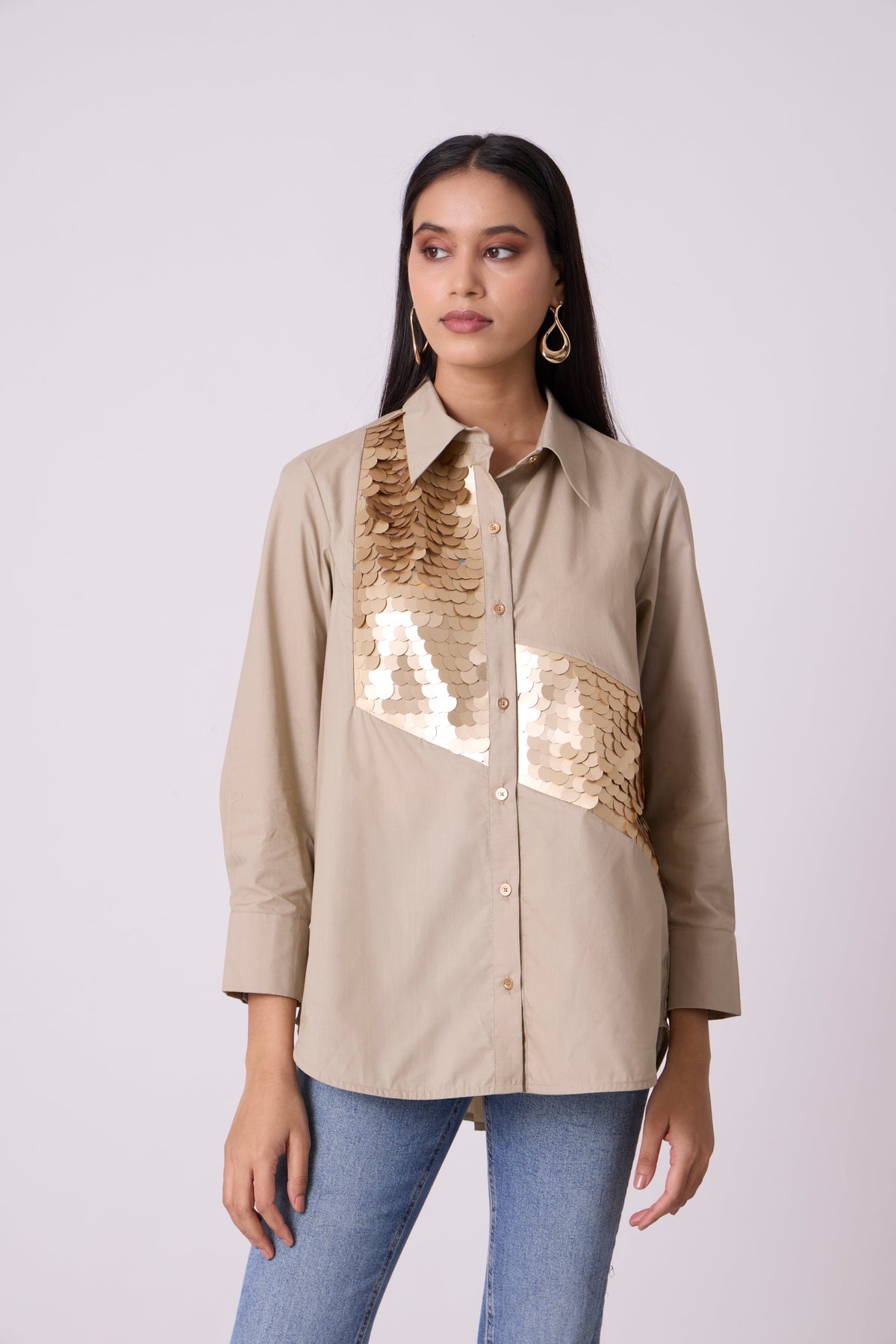 Levi Sequins Shirt - Beige