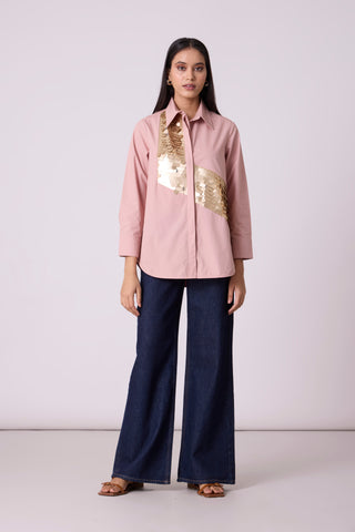 Levi Sequins Shirt - Ash Pink