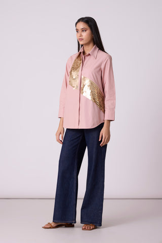 Levi Sequins Shirt - Ash Pink