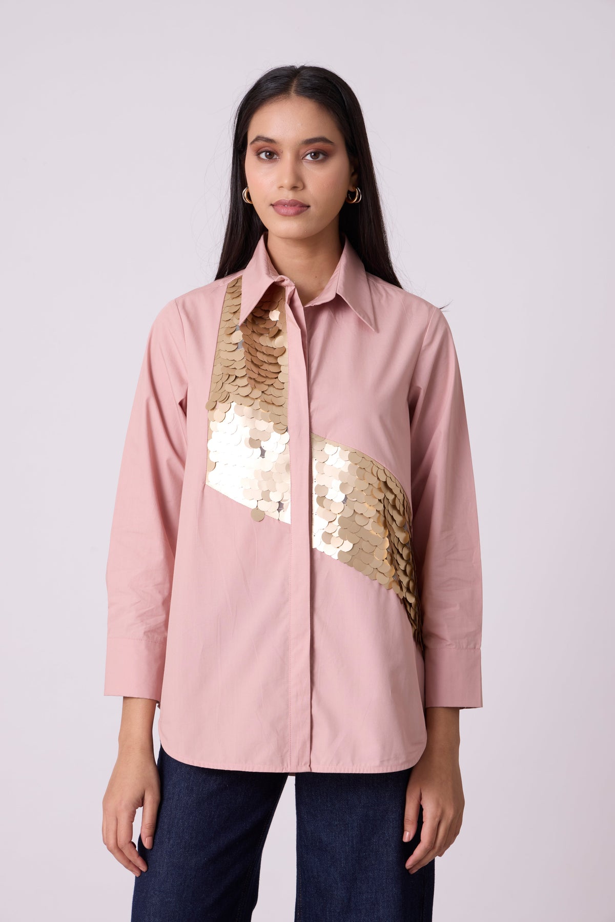 Levi Sequins Shirt - Ash Pink