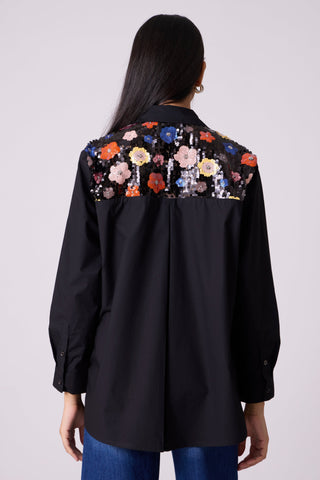 Eloise Sequence Flower Shirt - Black