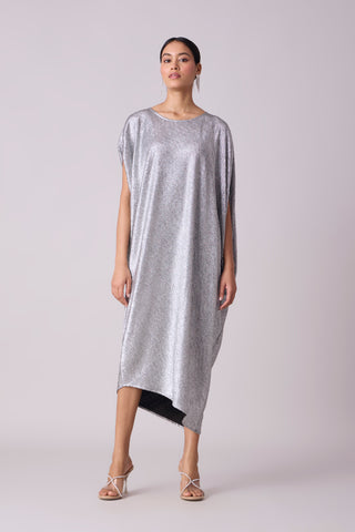 Aurelia Textured Metallic Dress -  Silver