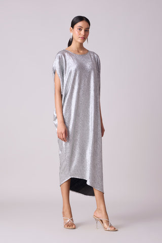 Aurelia Textured Metallic Dress -  Silver