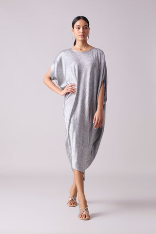 Aurelia Textured Metallic Dress -  Silver