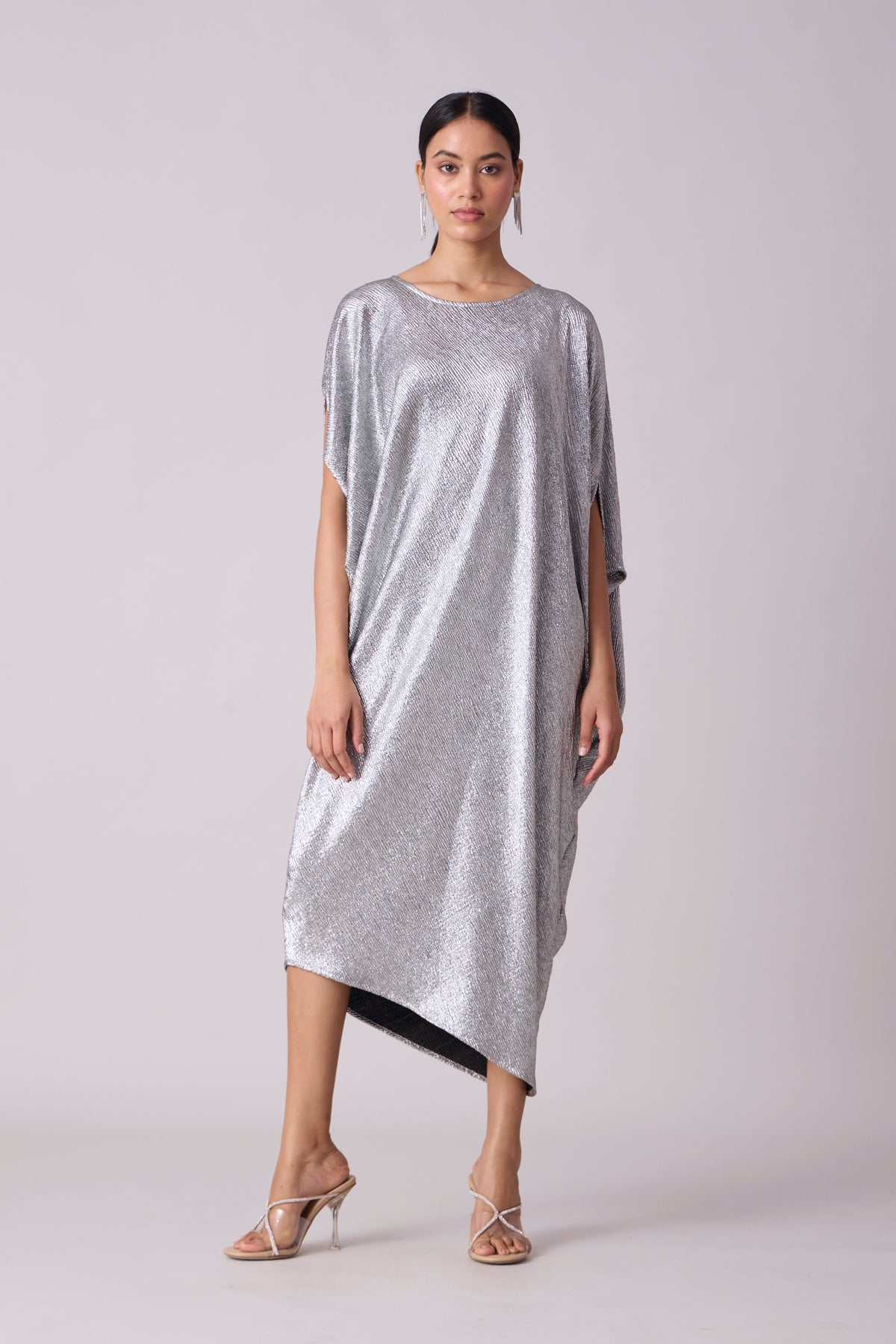 Aurelia Textured Metallic Dress -  Silver