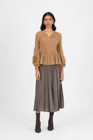 Emery Ruffle Top - Mocha