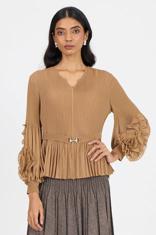 Emery Ruffle Top - Mocha