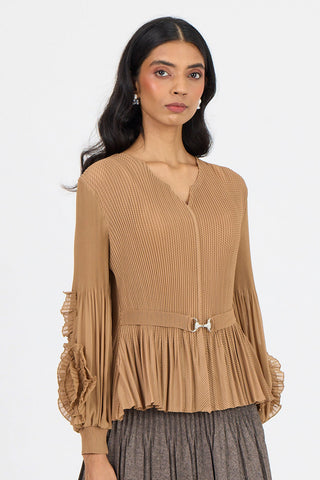 Emery Ruffle Top - Mocha