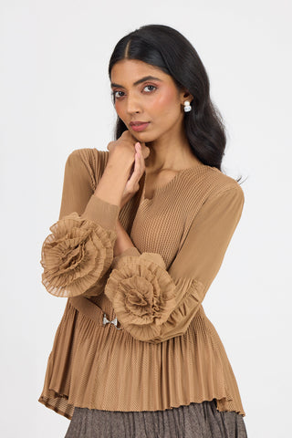 Emery Ruffle Top - Mocha