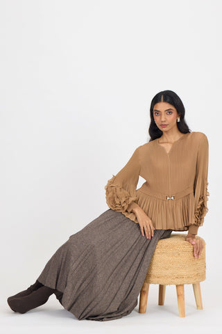Emery Ruffle Top - Mocha