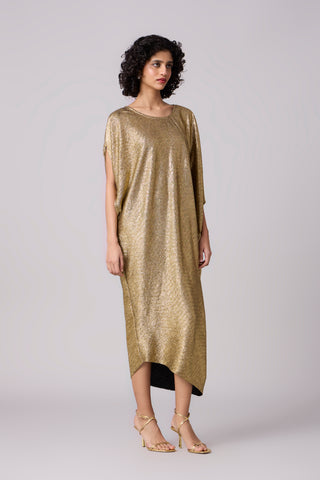 Aurelia Textured Metallic Dress - Gold