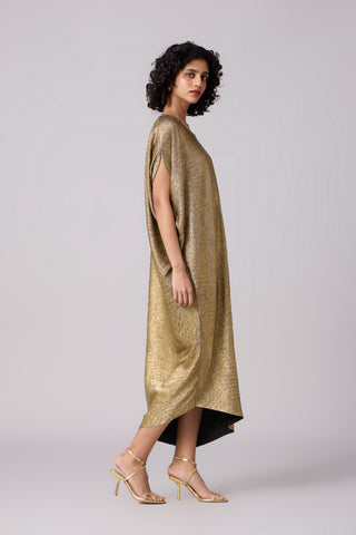 Aurelia Textured Metallic Dress - Gold