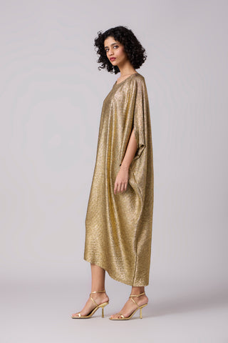 Aurelia Textured Metallic Dress - Gold