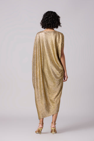 Aurelia Textured Metallic Dress - Gold