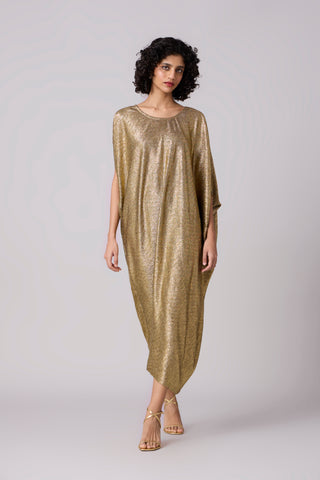 Aurelia Textured Metallic Dress - Gold