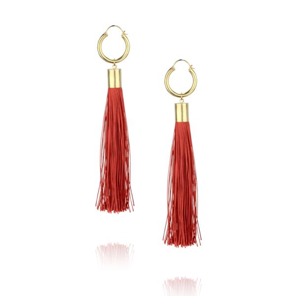 Maleha Tassel Earrings - Cherry Red