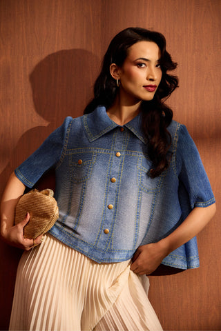 Ari Denim Top - Blue