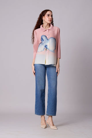 Edith Floral Shirt - Pale Pink