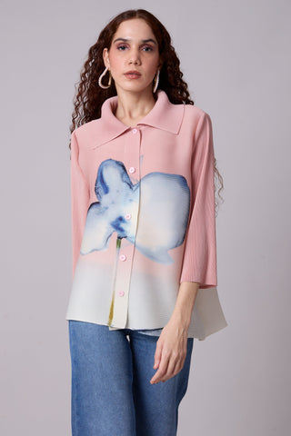 Edith Floral Shirt - Pale Pink