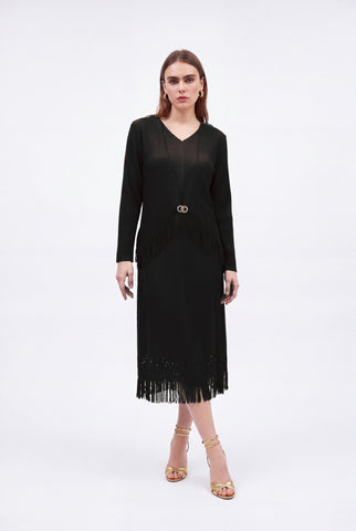 Elva Overlay Dress - Black