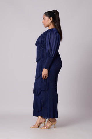 Lola Fringe Dress - Navy