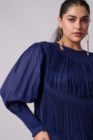 Lola Fringe Dress - Navy