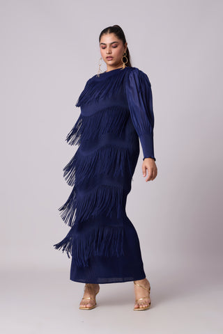 Lola Fringe Dress - Navy