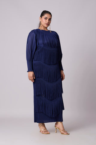 Lola Fringe Dress - Navy