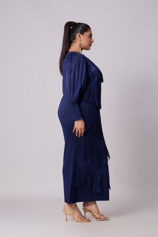 Lola Fringe Dress - Navy