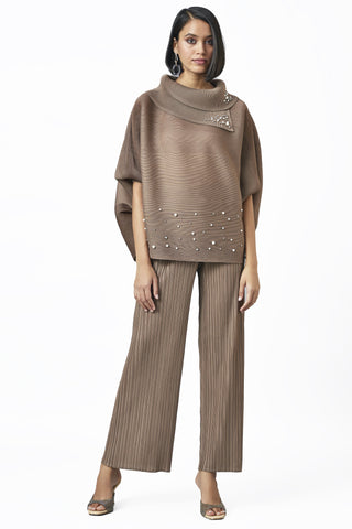 Sloane Pearled Batwing Top - Taupe