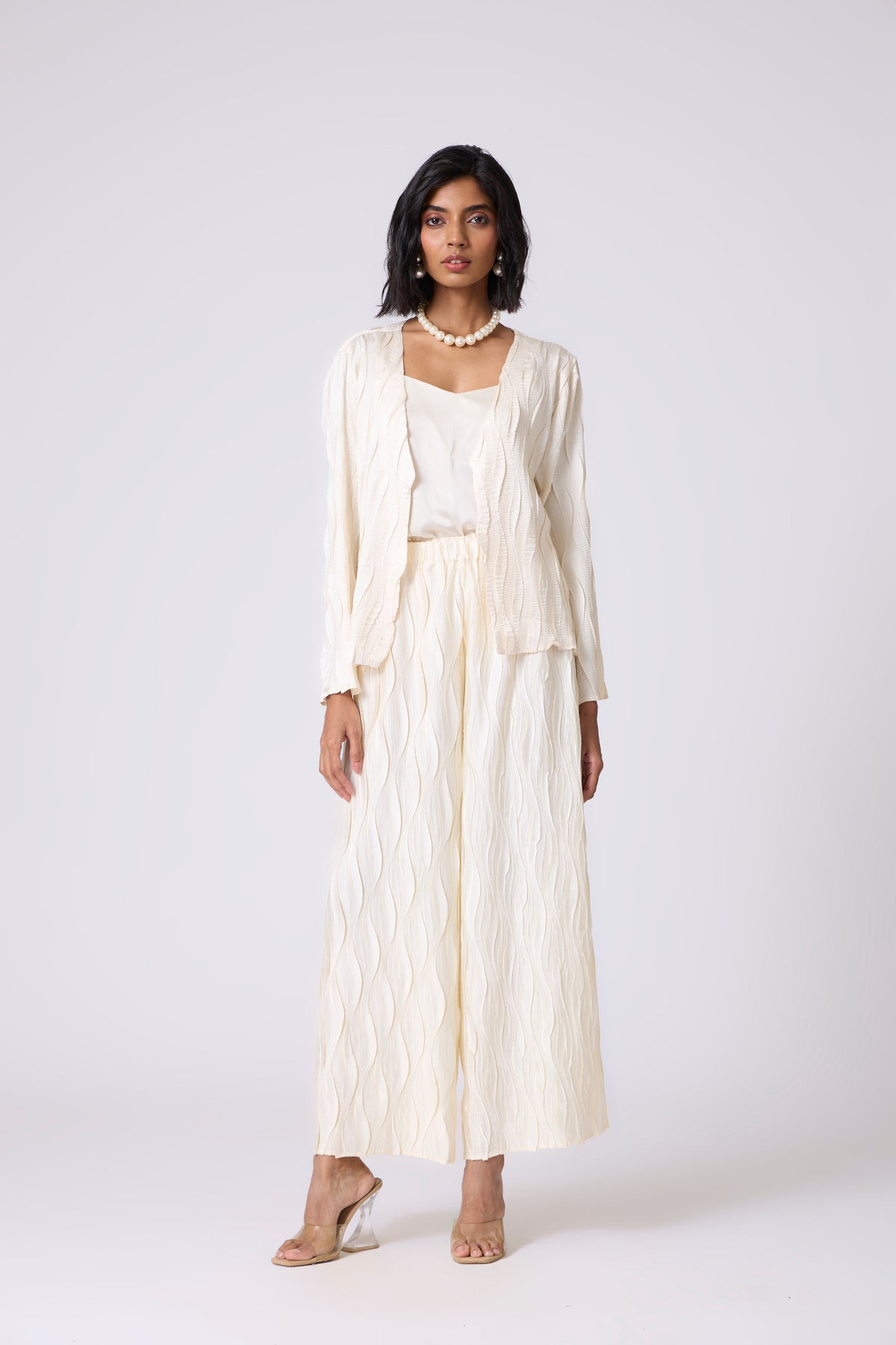 Valerie Satin Overlay Set - Cream