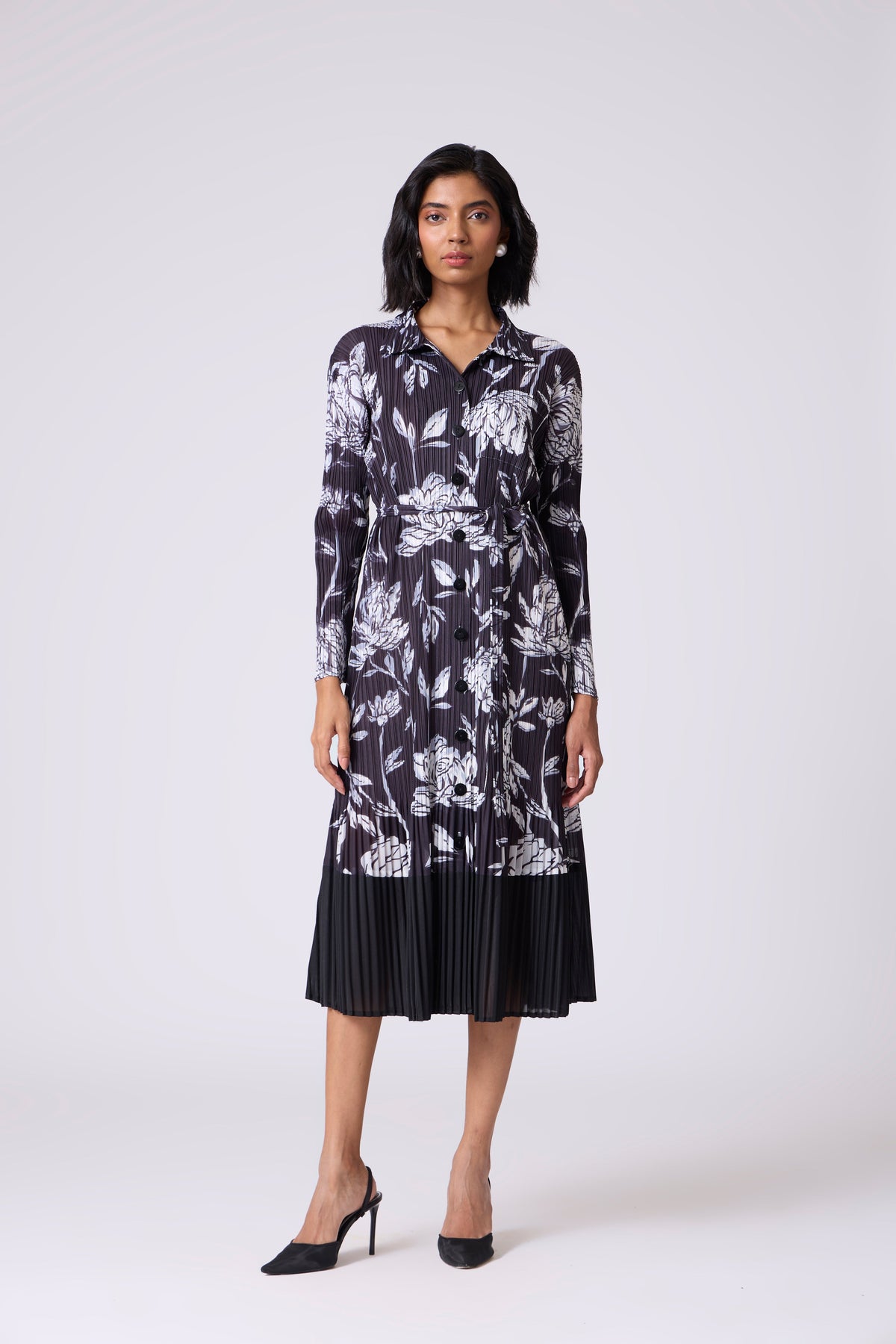 Wynona Floral Shirt Dress - Black