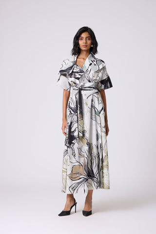 Ayleen Print Dress - Olive & Black