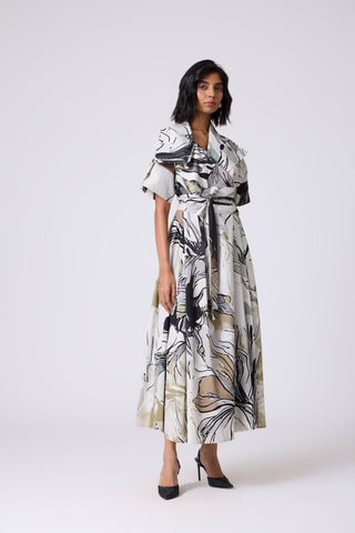 Ayleen Print Dress - Olive & Black