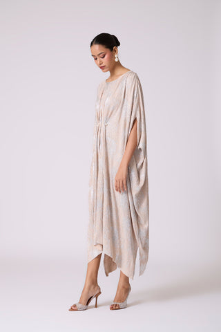 Valenza Dress - Beige & Silver