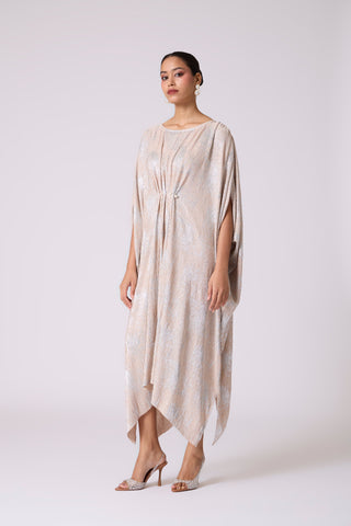 Valenza Dress - Beige & Silver