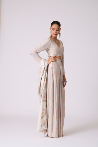 Annika Saree with Blouse - Ivory & Silver
