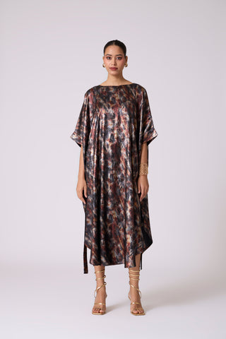 Flora Kaftan - Metallic Black Gold