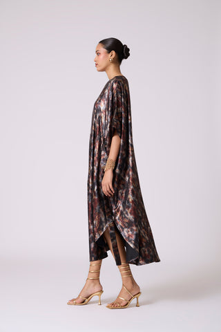 Flora Kaftan - Metallic Black Gold