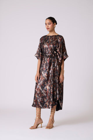 Flora Kaftan - Metallic Black Gold