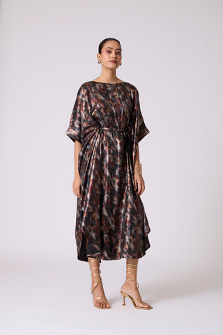 Flora Kaftan - Metallic Black Gold