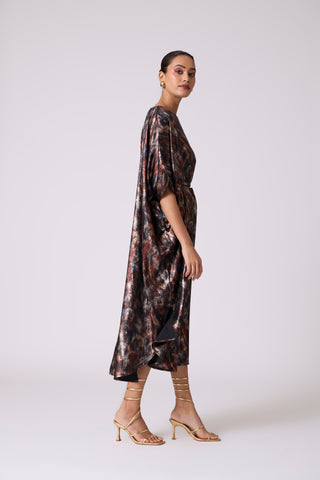 Flora Kaftan - Metallic Black Gold