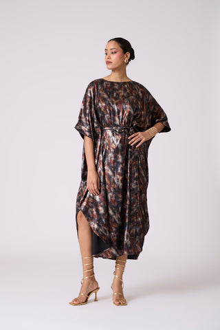 Flora Kaftan - Metallic Black Gold